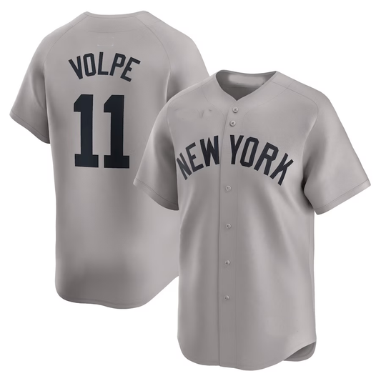 New York Yankees #11 Anthony Volpe Gray 2024 Away Limited Cool Base Stitched Baseball Jersey