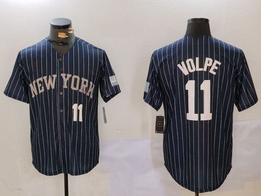 New York Yankees #11 Anthony Volpe Navy Pinstripe Fashion Cool Base Baseball Jersey