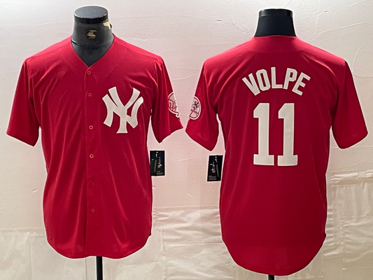 New York Yankees #11 Anthony Volpe Red Fashion Cool Base Baseball Jersey