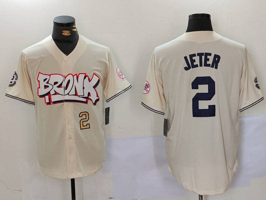 New York Yankees #2 Derek Jeter Cream Limited Stitched Baseball Jersey