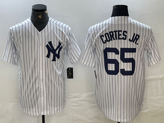 New York Yankees #65 Nestor Cortes Jr White Stitched Cool Base Baseball Jersey