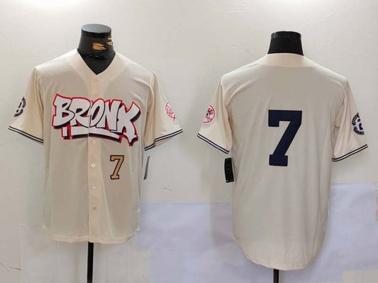 New York Yankees #7 Mickey Mantle Cream Limited Stitched Baseball Jersey