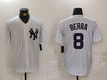 New York Yankees #8 Yogi Berra White Stitched Cool Base Throwback Baseball Jerseys