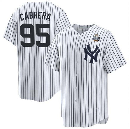 New York Yankees #95 Oswaldo Cabrera White 2024 World Series Cool Base Stitched Baseball Jersey