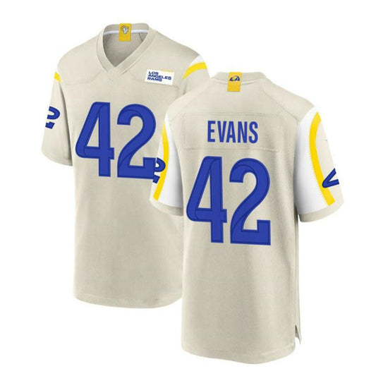 LA.Rams #42 Ethan Evans Game Jersey - Bone Stitched American Football Jersey