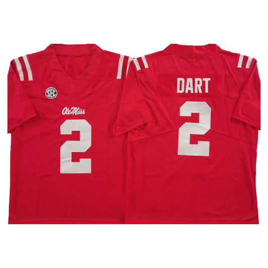 O.Miss Rebels #2 Jaxson Dart Red Game Football Stitched American College Jerseys