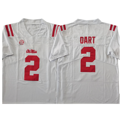 O.Miss Rebels #2 Jaxson Dart White Game Football Stitched American College Jerseys