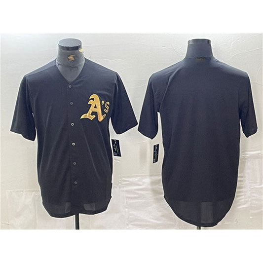 Oakland Athletics Blank Black Gold Cool Base Stitched Baseball Jersey