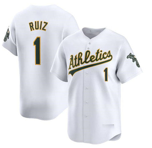 Oakland Athletics #1 Esteury Ruiz White Home Limited Stitched Baseball Jersey