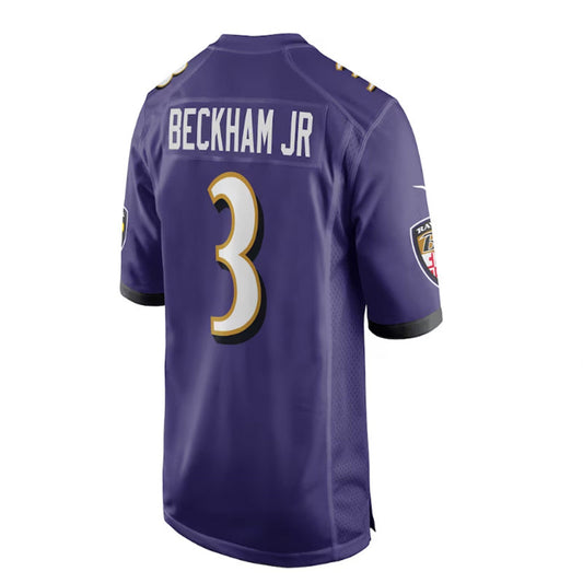 B.Ravens #3 Odell Beckham Jr. Game Jersey - Purple Stitched American Football Jerseys
