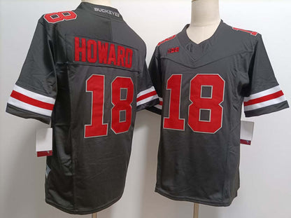 O.State Buckeyes #18 Will Howard Black FUSE Stitched American College Jerseys