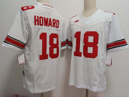 O.State Buckeyes #18 Will Howard White FUSE Stitched American College Jerseys