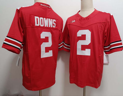 O.State Buckeyes #2 Caleb Downs Red FUSE Football Stitched American College Jerseys