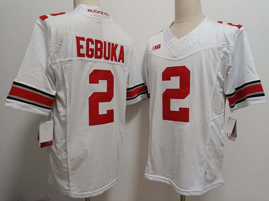 O.State Buckeyes #2 Emeka Egbuka White FUSE Football Stitched American College Jerseys