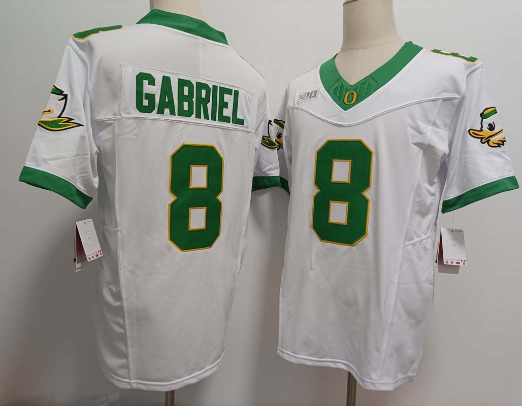 O.Ducks #8 Dillon Gabriel White 2024 FUSE Football Stitched American College Jerseys