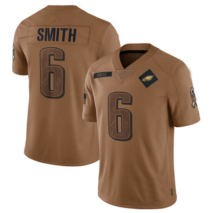 P.Eagles #6 DeVonta Smith Brown 2023 Salute To Service Limited Stitched Jerseys