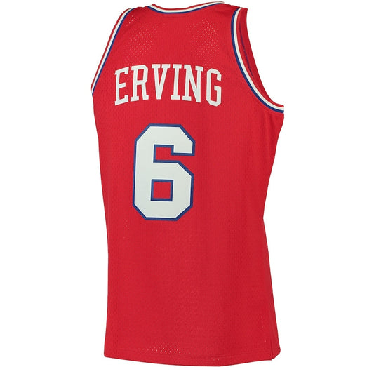 PH.76ers #6 Julius Erving Mitchell & Ness Hardwood Classics Swingman Jersey - Red Stitched American Basketball Jersey