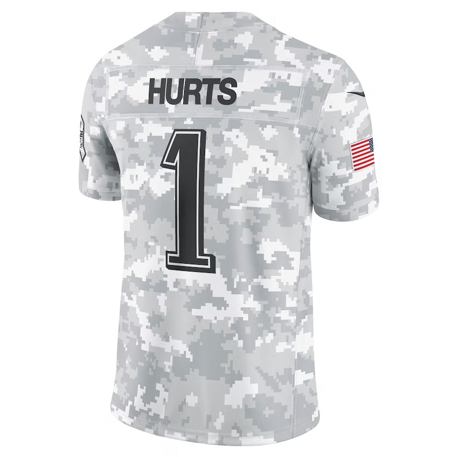 P.Eagles #1 Jalen Hurts Arctic Camo 2024 Salute to Service Limited Stitched American Football Jerseys