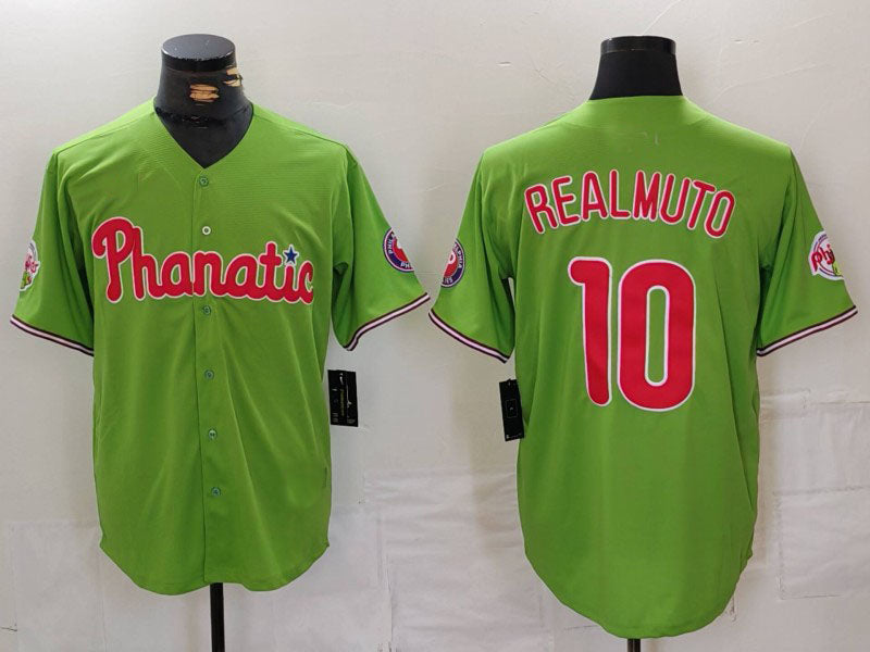 Philadelphia Phillies #10 JT Realmuto Green With Patch Stitched Cool Base Baseball Jersey