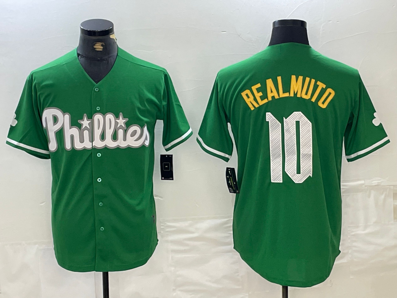 Philadelphia Phillies #10 JT Realmuto Kelly Green Cool Base Baseball Jersey