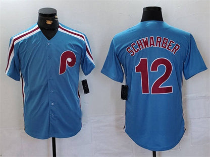 Philadelphia Phillies #12 Kyle Schwarber Blue Cool Base Stitched Baseball Jersey