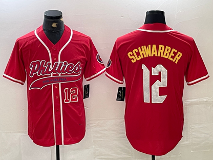 Philadelphia Phillies #12 Kyle Schwarber Red 2024 City Connect Limited Stitched Baseball Jerseys