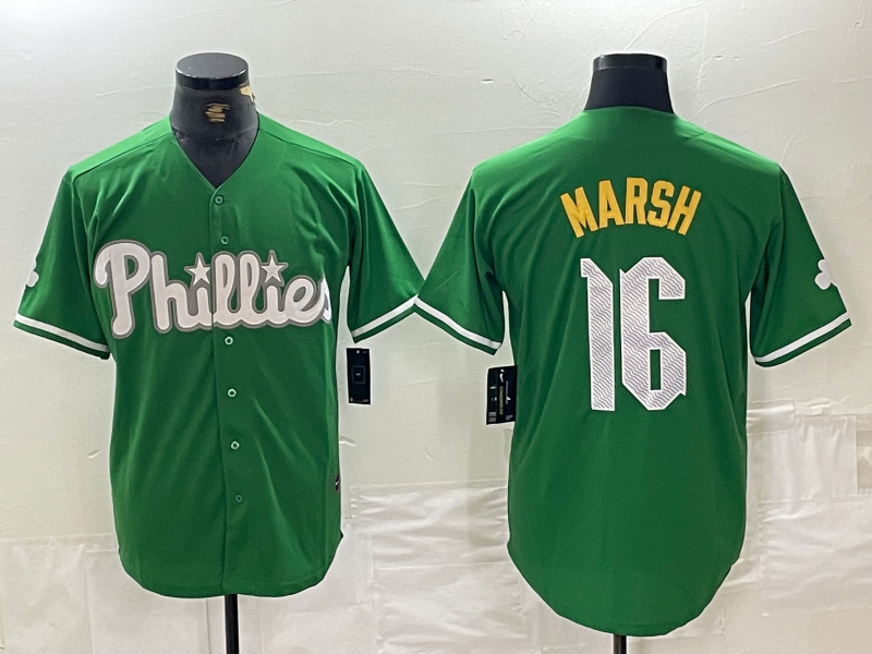 Philadelphia Phillies #16 Brandon Marsh Green 2024 City Connect Stitched Baseball Jerseys