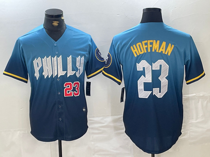 Philadelphia Phillies #23 Jeff Hoffman Blue Number 2024 City Connect Limited Stitched Baseball Jersey