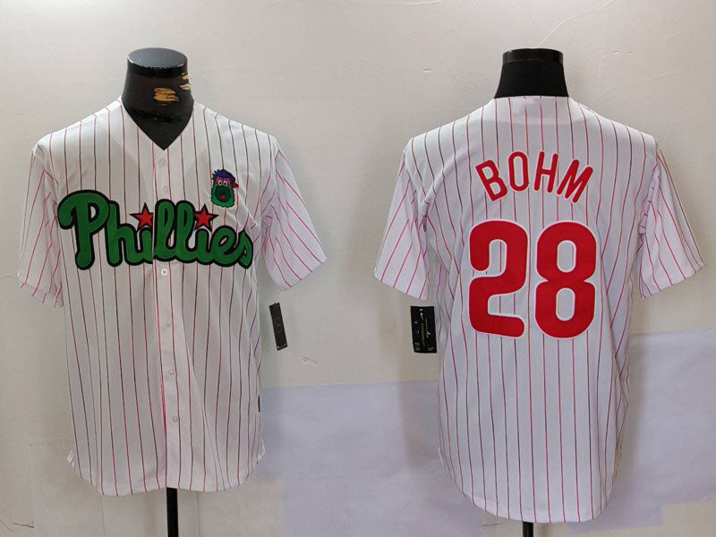 Philadelphia Phillies #28 Alec Bohm White Green Cool Base Stitched Baseball Jerseys