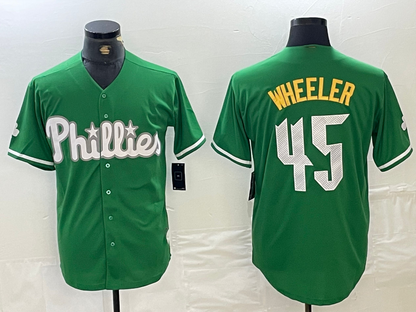 Philadelphia Phillies #45 Zack Wheeler Kelly Green Cool Base Jersey Baseball Jersey