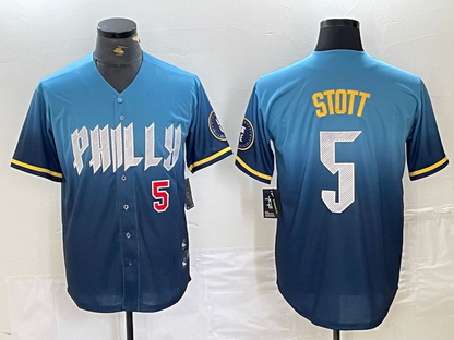 Philadelphia Phillies #5 Bryson Stott Blue 2024 City Player Number Cool Base Stitched Baseball Jersey
