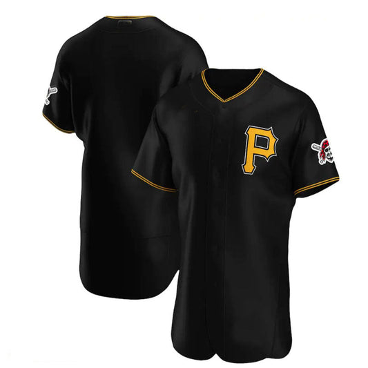 Pittsburgh Pirates Alternate Authentic Team Logo Jersey - Black Baseball Jerseys