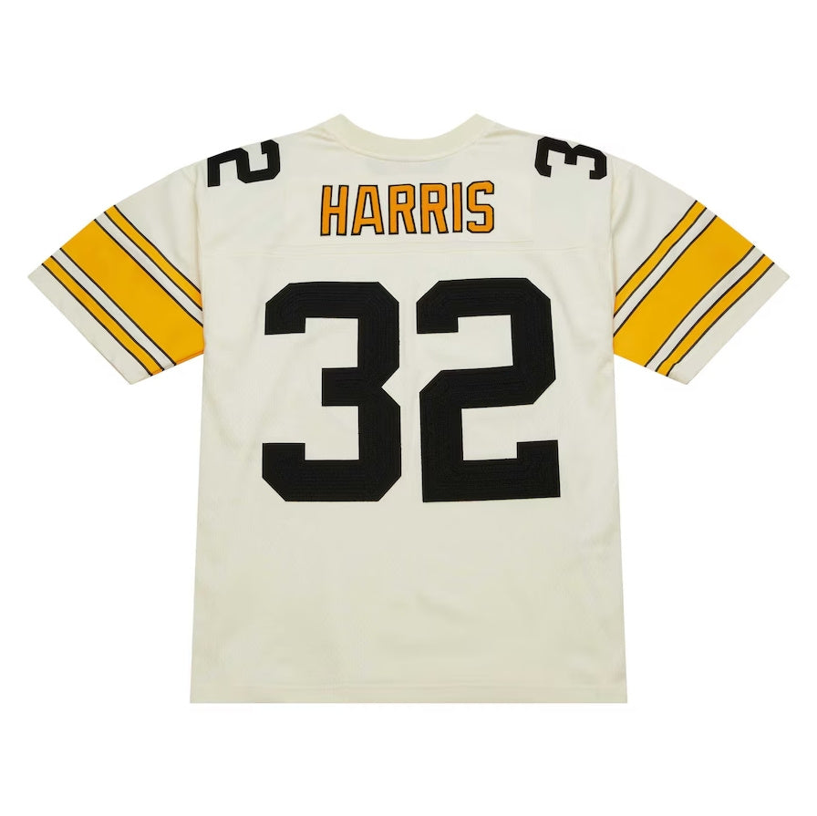 P.Steelers #32 Franco Harris Mitchell & Ness Chainstitch Legacy Jersey - Cream Stitched American Football Jerseys