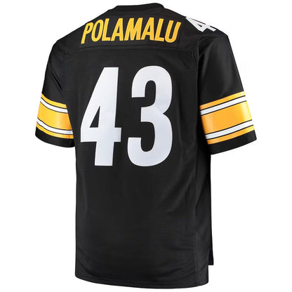 P.Steelers #43 Troy Polamalu Mitchell & Ness Big & Tall 2005 Retired Player Replica Jersey - Black Stitched American Football Jerseys