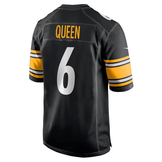 P.Steelers #6 Patrick Queen Game Player Jersey - Black Stitched American Football Jerseys