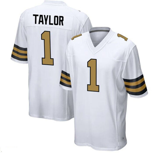 NO.Saints #1 Alontae Taylor White Game Player Jersey Stitched American Football Jerseys