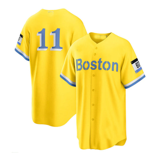 Boston Red Sox  #11 Rafael Devers City Connect Replica Player Jersey - Gold Light Blue Baseball Jerseys