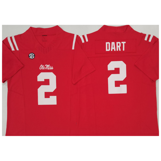 O.Miss Rebels #2 Jaxson Dart Red Vapor F.U.S.E. Limited Football Stitched American College Jerseys