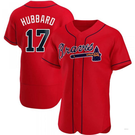 Atlanta Braves #17 Glenn Hubbard Red Alternate Jersey Stitches Baseball Jerseys