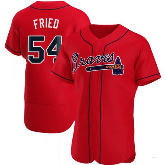 Atlanta Braves #54 Max Fried Red Alternate Jersey Stitches Baseball Jerseys