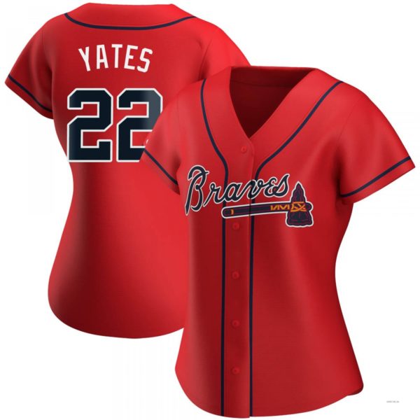 Atlanta Braves #22 Kirby Yates Red Alternate Jersey Stitches Baseball Jerseys