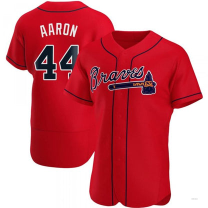 Atlanta Braves #44 Hank Aaron Red Alternate Jersey Stitches Baseball Jerseys