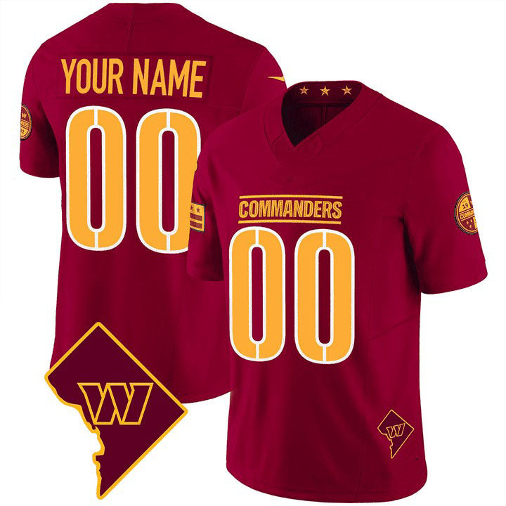 Custom W.Commanders Burgundy W Patch Vapor F.U.S.E Limited Stitched Football Jersey V4