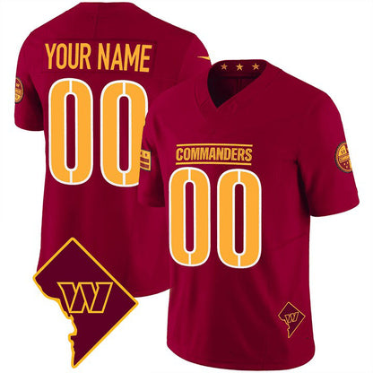 Custom W.Commanders Burgundy W Patch Vapor F.U.S.E Limited Stitched Football Jersey V4