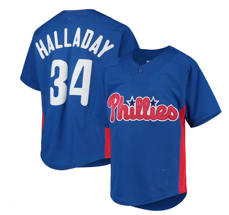Philadelphia Phillies #34 Roy Halladay Mitchell & Ness Cooperstown Collection Mesh Batting Practice Jersey - Royal Baseball Jerseys