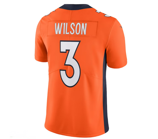 D.Broncos #3 Russell Wilson Team Vapor Limited Jersey - Orange Stitched American Football Jerseys