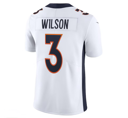 D.Broncos #3 Russell Wilson Team Vapor Limited Jersey - White Stitched American Football Jerseys
