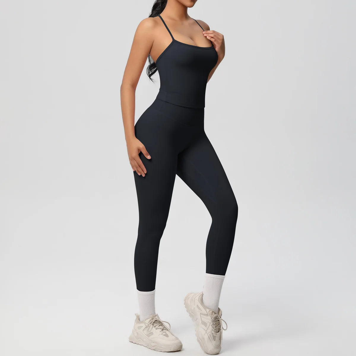 JUREN Yoga Outfits Women Tracksuit Fitness Suit Training Sleeveless Sport Gym Set Workout Overalls Sports Underwear Sportswear