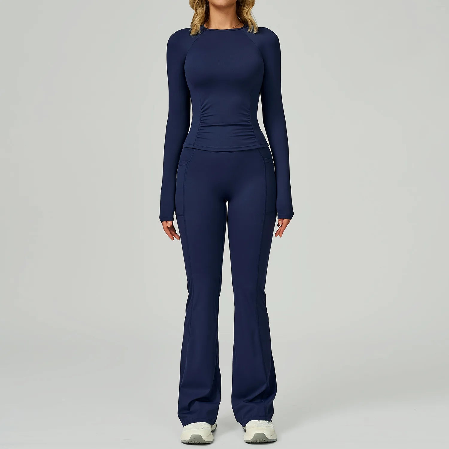 JUREN 2 Pieces Yoga Suit Women Sports Set Quick-Drying Gym Set Women Tracksuit Running Workout Long Sleeve Sports Yoga Clothing