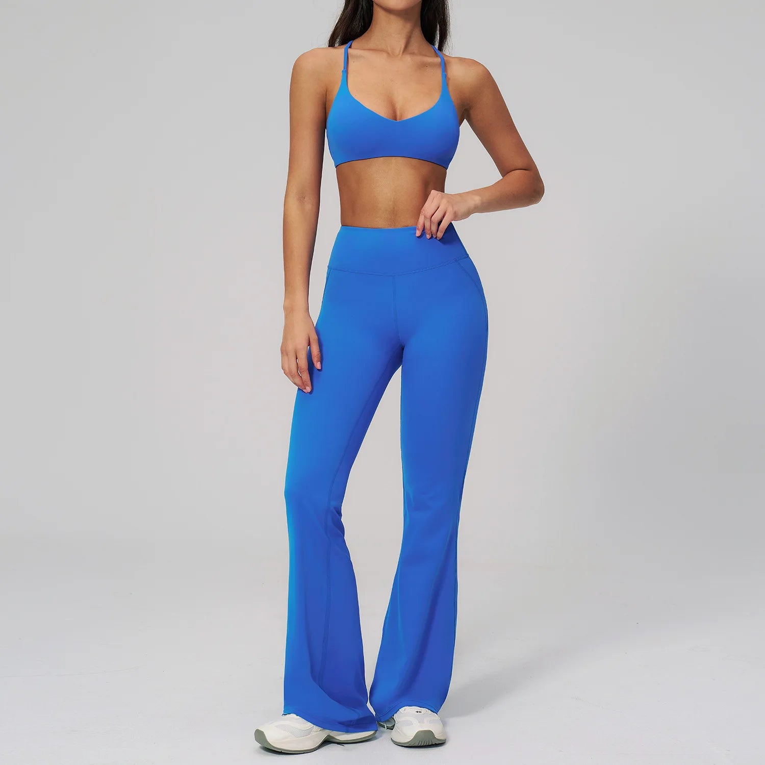 Women's Tracksuit Yoga Set 2 Pieces Athletic Wear Workout Sportswear Gym Clothing High Waist Bell-bottoms Fitness Sports Suits